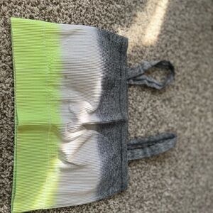 Gray and Neon Yellow Ribbed Crop Top